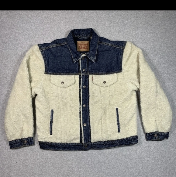 LEVI'S jackets EX-BOYFRIEND Pieced Sherpa Trucker Jacket "All Goes Wool" - Picture 7 of 7